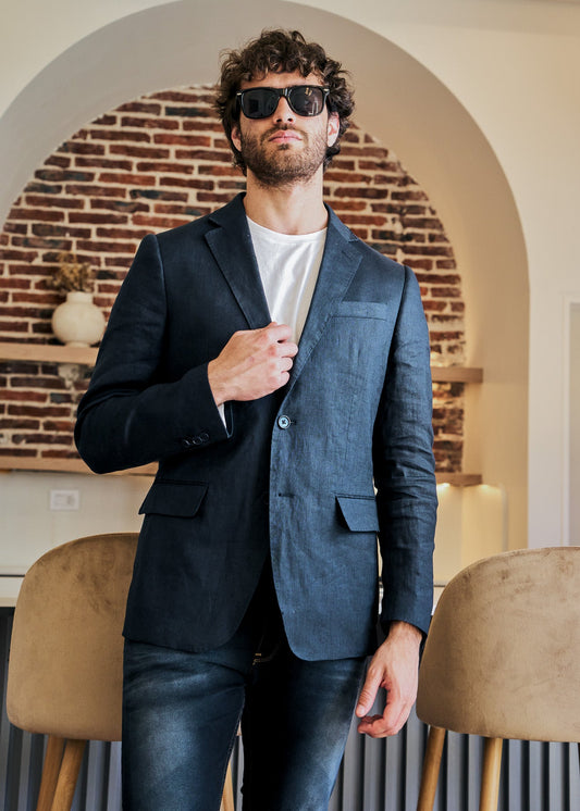 Saco Bari Azul · Lino Slim Fit