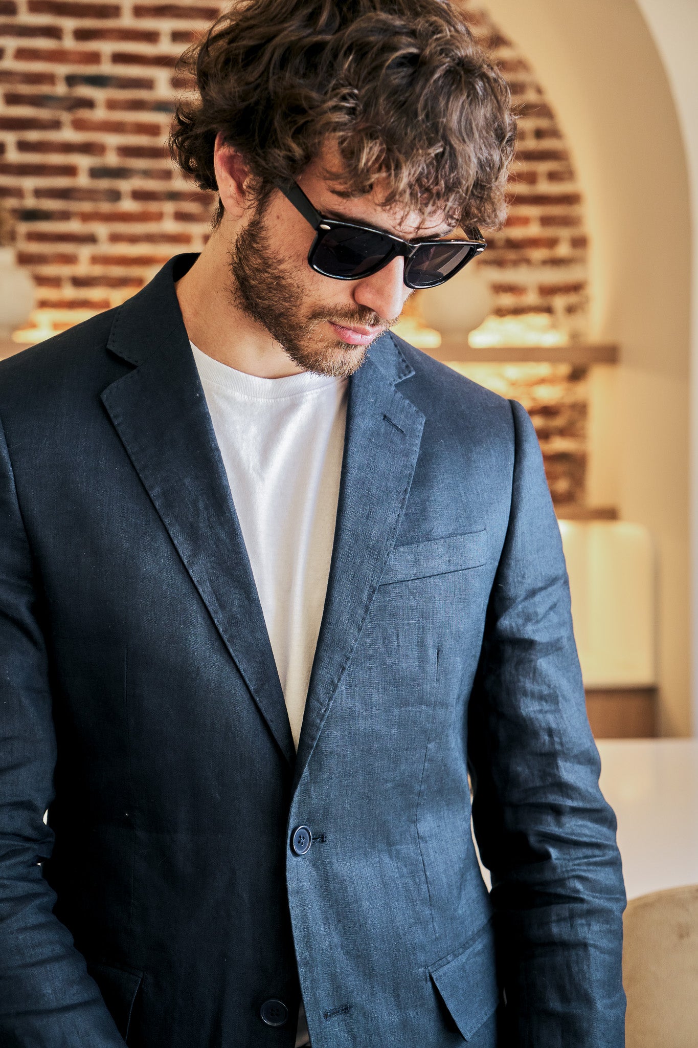 Saco Bari Azul · Lino Slim Fit