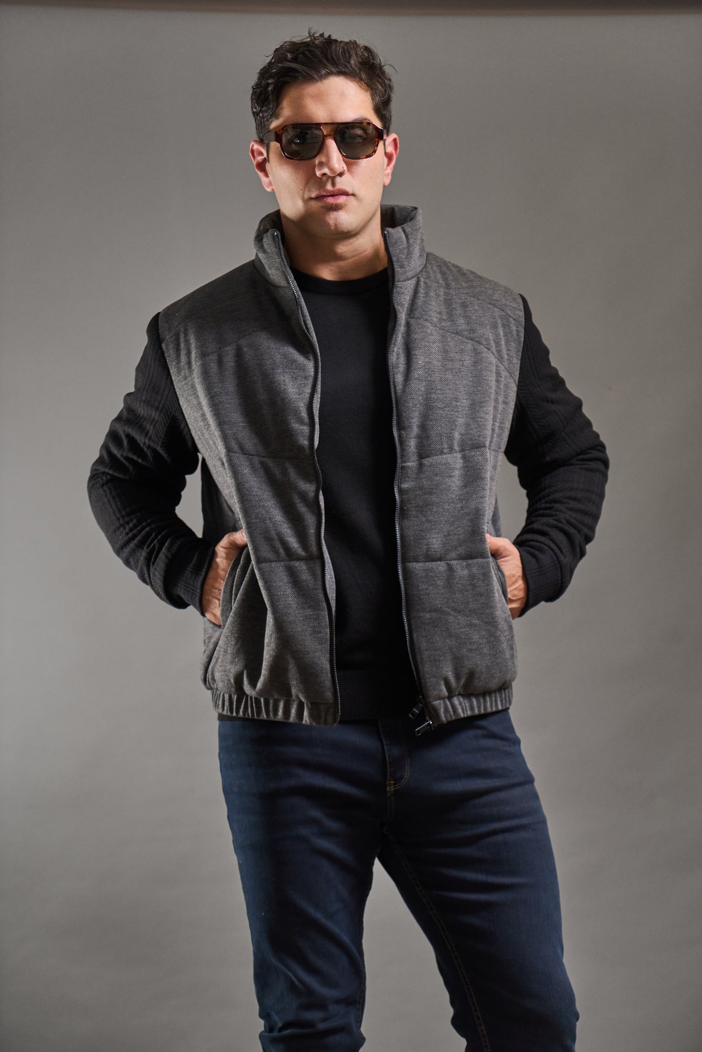 Campera ASPEN Gris/Negro · Slim fit