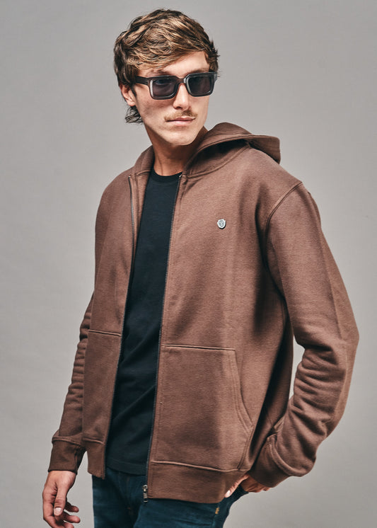 Campera con Capucha Mason Chocolate Frisa Slim Fit