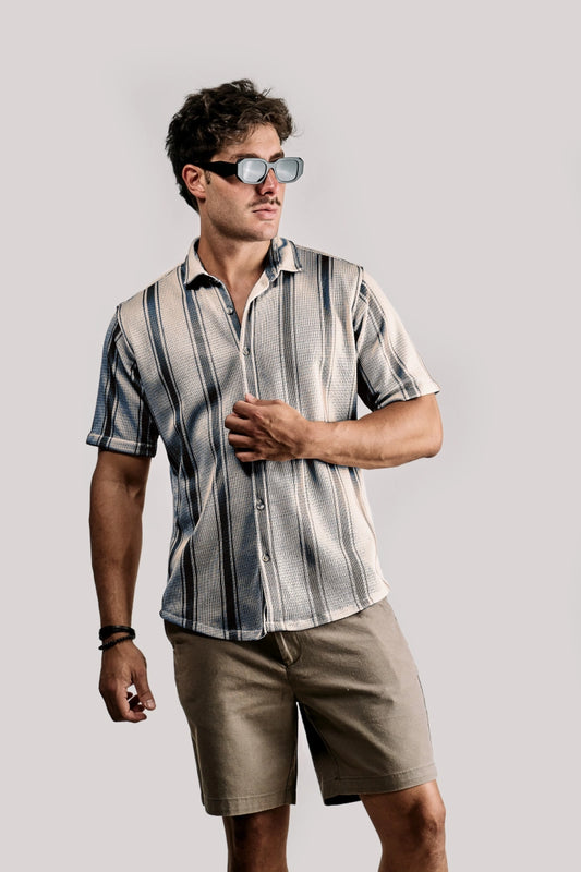 Camisa Mikonos Marino · Mangas Cortas