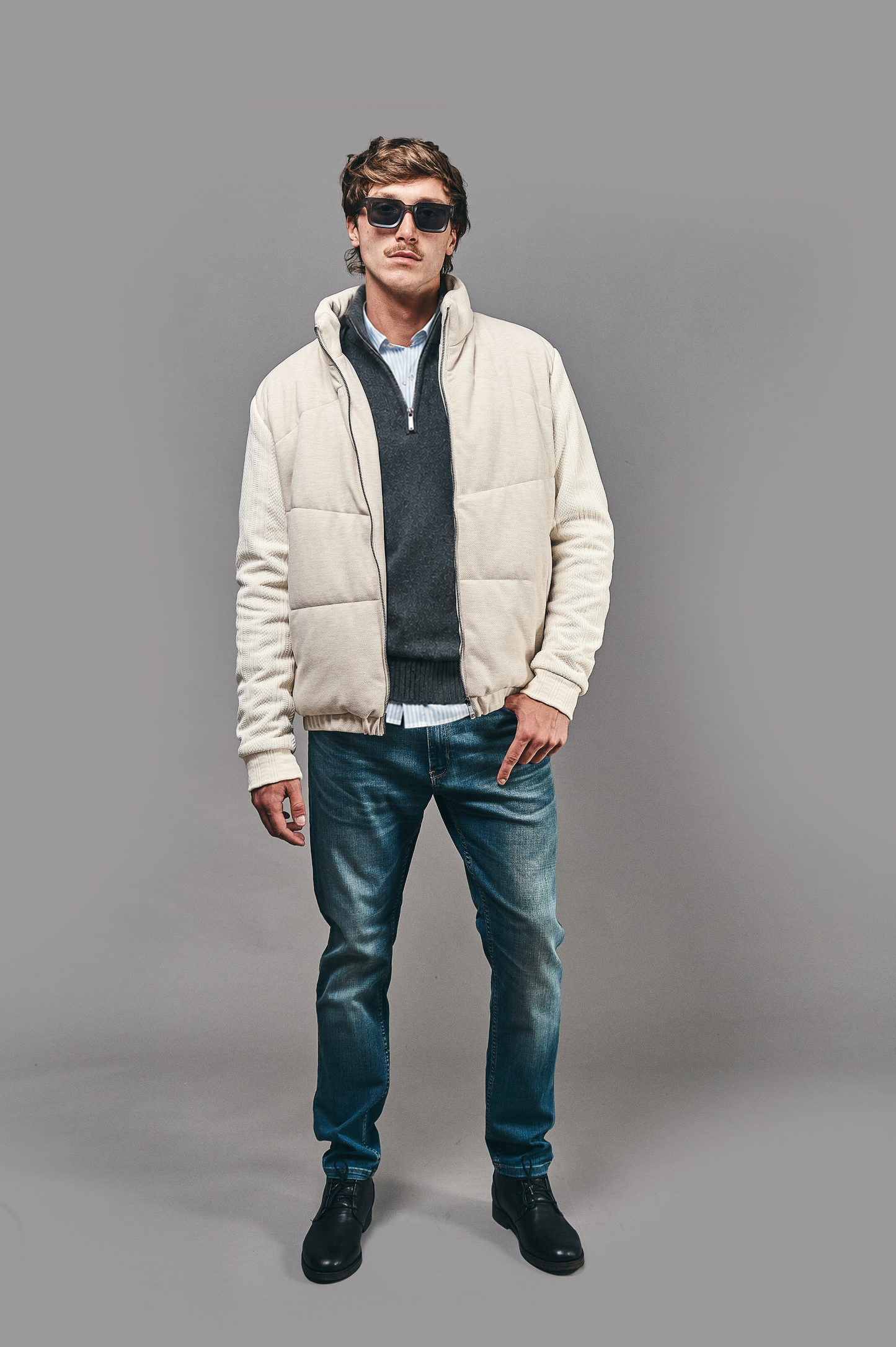 Sweater Hamilton Gris· Cuello medio cierre