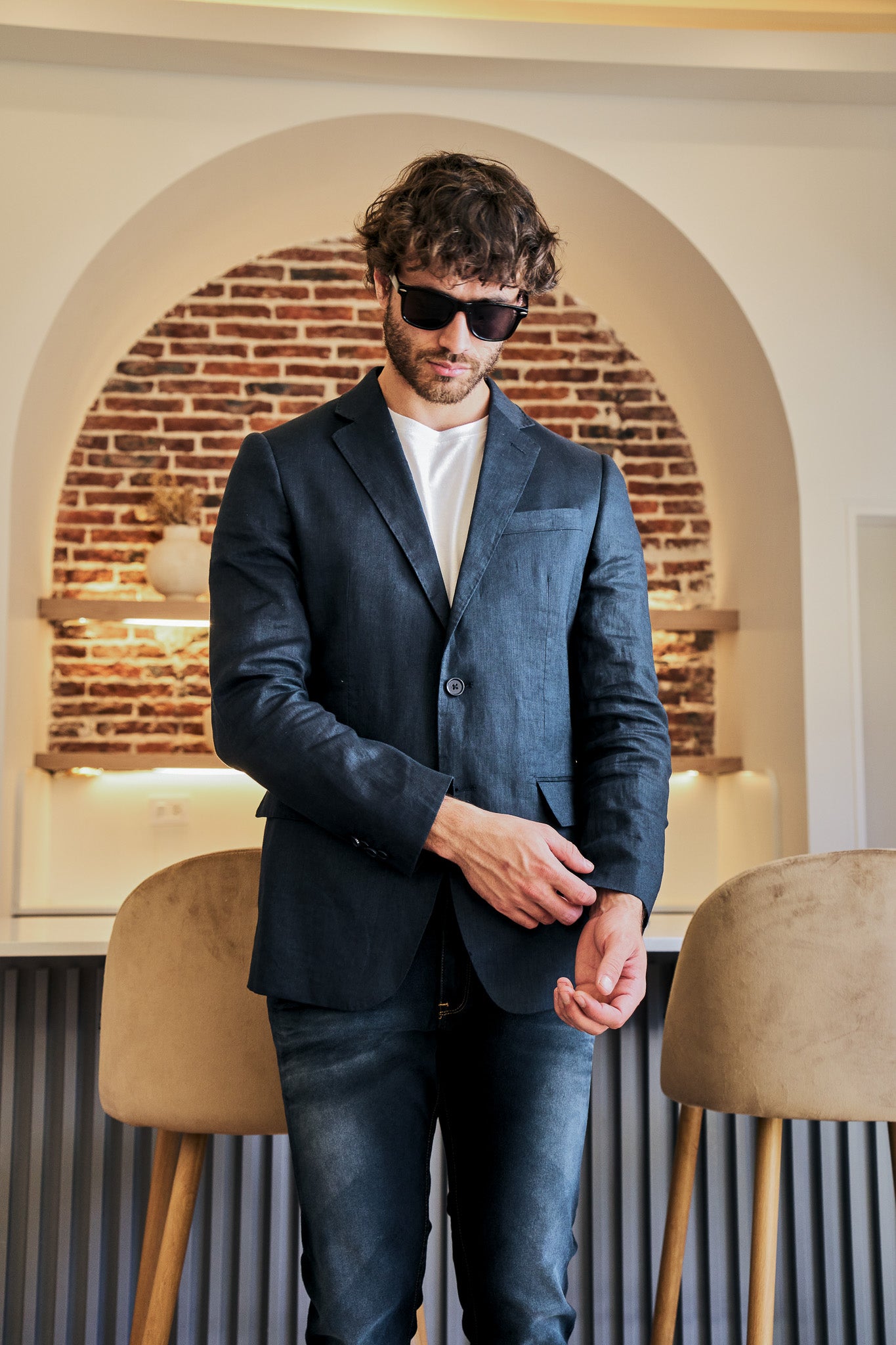 Saco Azul · Lino Slim Fit