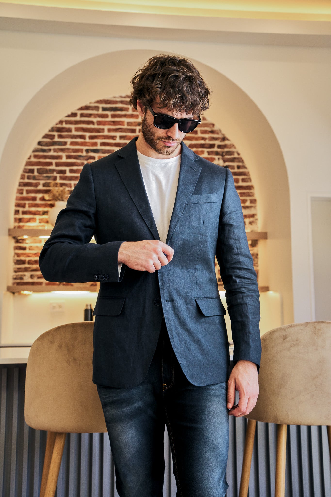 Saco Azul · Lino Slim Fit