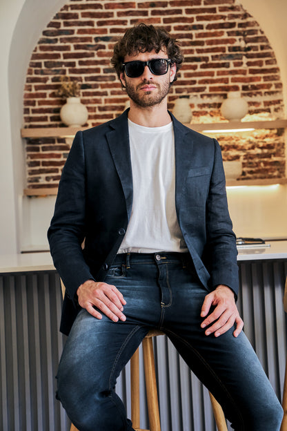Saco Azul · Lino Slim Fit