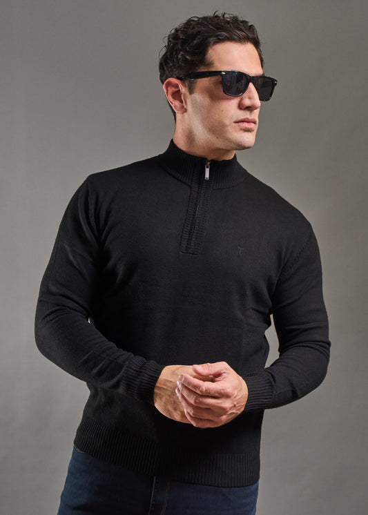 Sweater Hamilton Negro · Cuello medio cierre