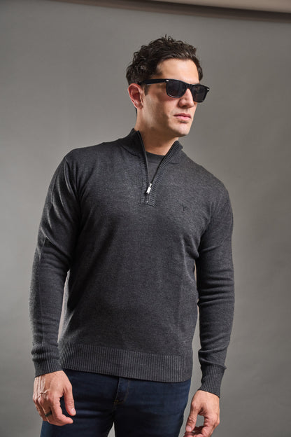 Sweater Hamilton Gris· Cuello medio cierre