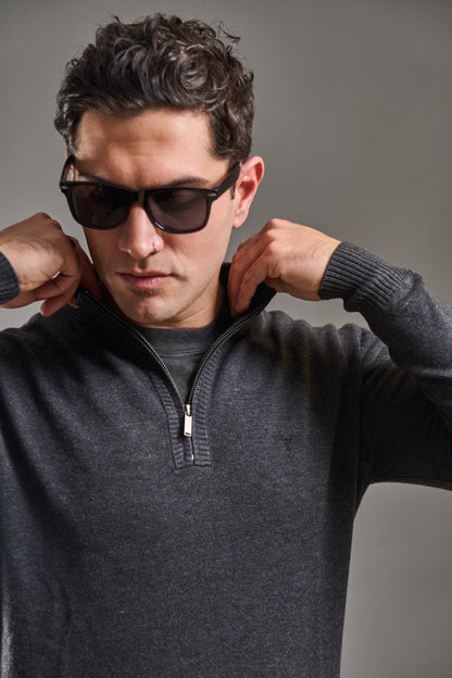 Sweater Hamilton Gris· Cuello medio cierre