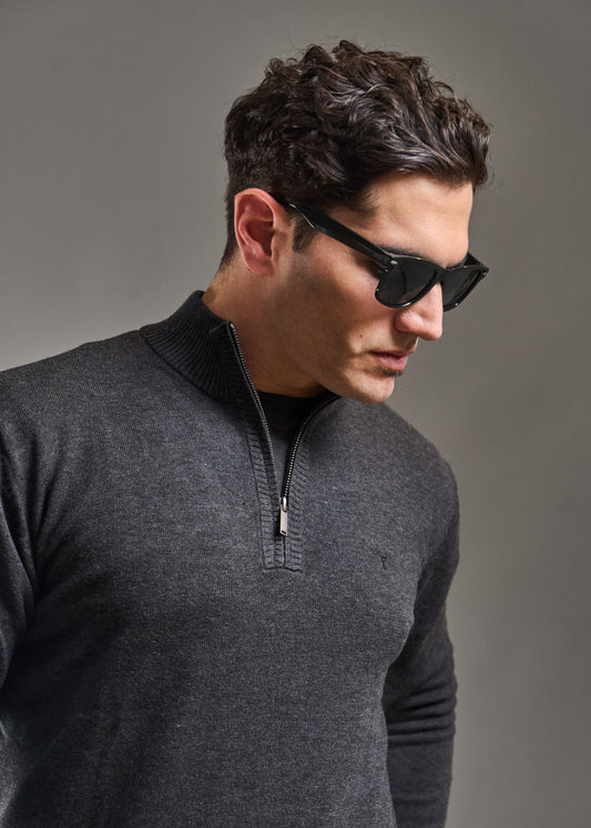 Sweater Hamilton Gris· Cuello medio cierre