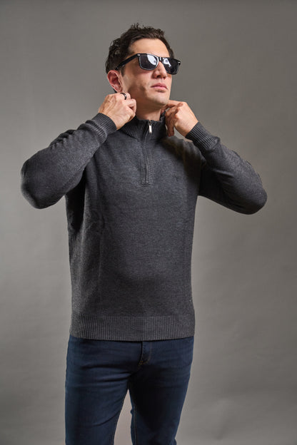 Sweater Hamilton Gris· Cuello medio cierre