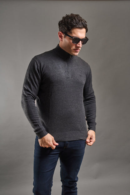 Sweater Hamilton Gris· Cuello medio cierre