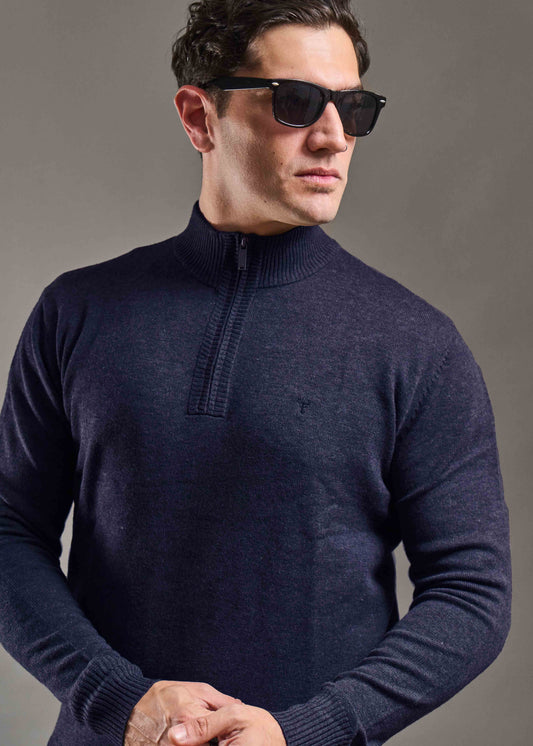 Sweater Hamilton Marino · Cuello medio cierre