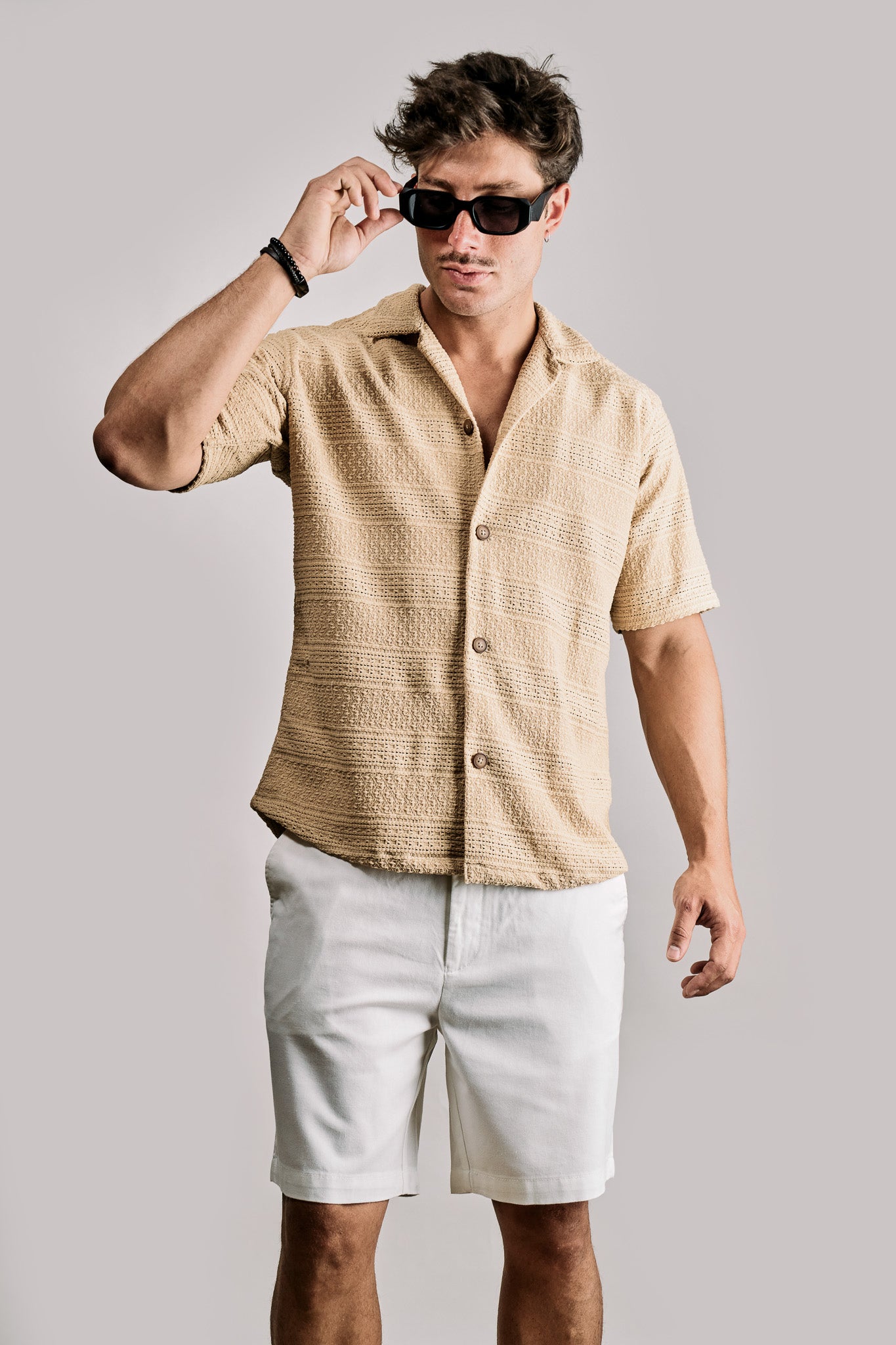 Camisa Ibiza Beige · Mangas Cortas