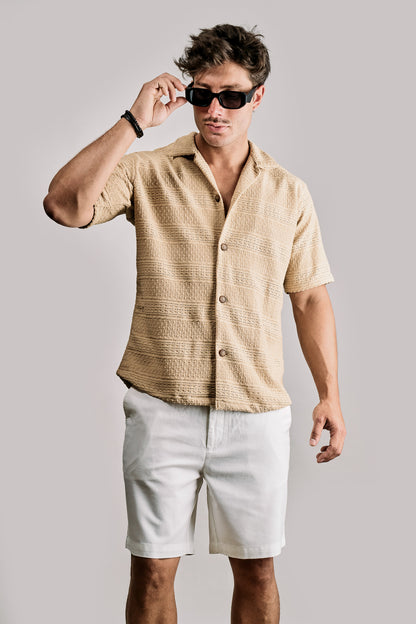 Camisa Ibiza Beige · Mangas Cortas