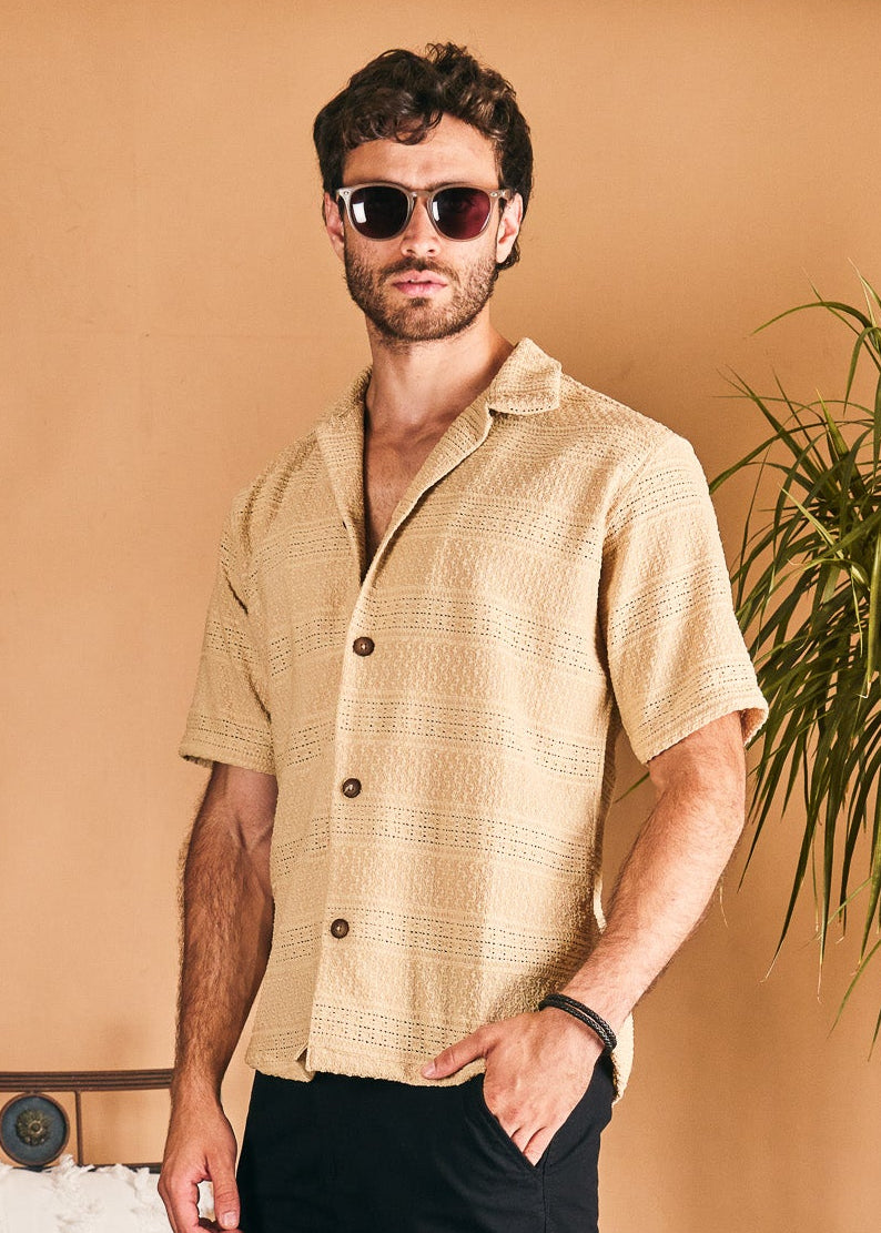 Camisa Ibiza Beige · Mangas Cortas