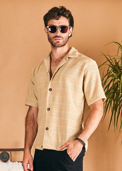 Camisa Ibiza Beige · Mangas Cortas
