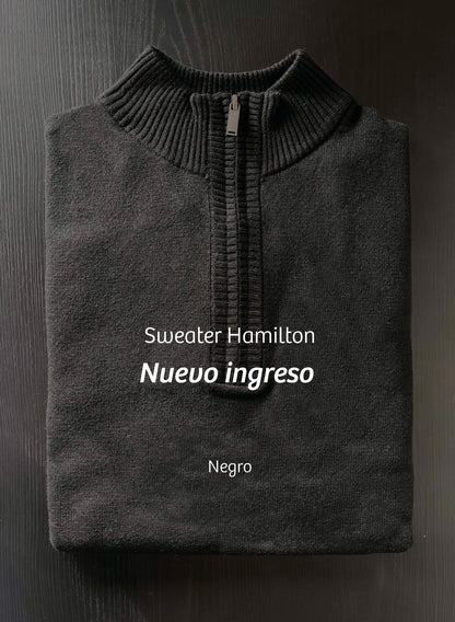 Sweater Hamilton Negro · Cuello medio cierre