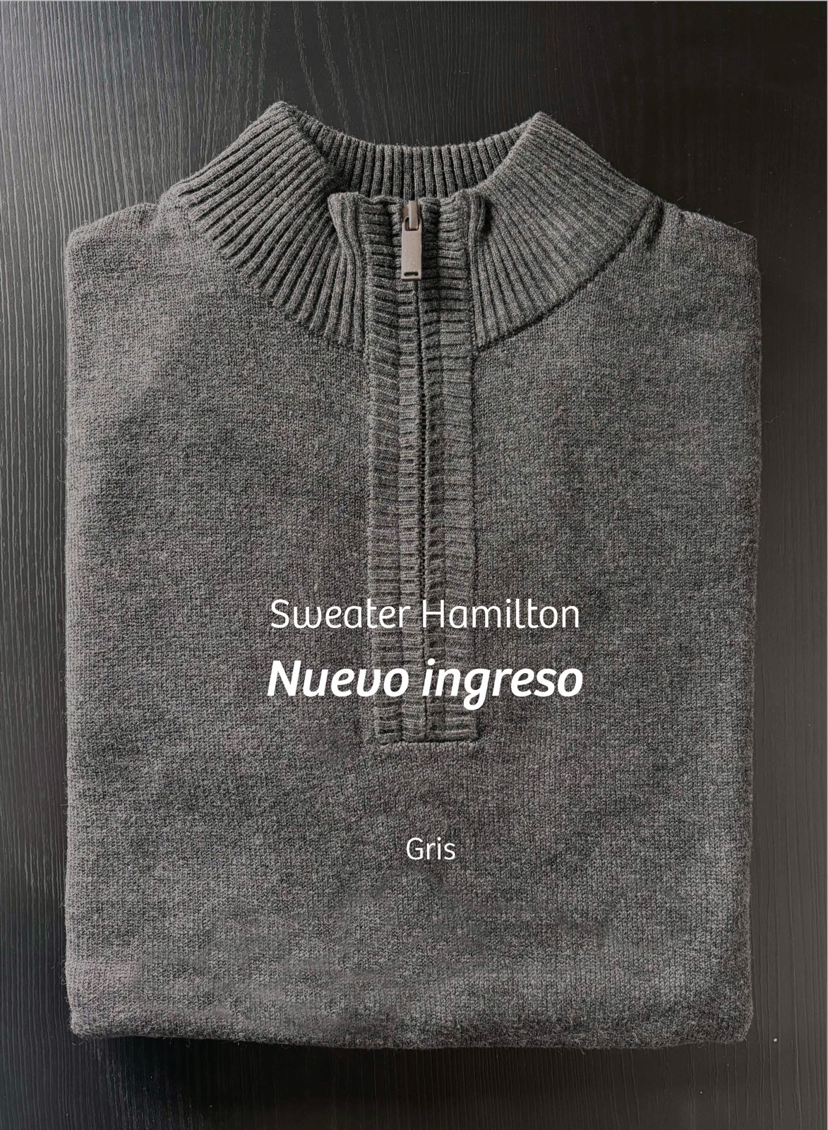 Sweater Hamilton Gris· Cuello medio cierre