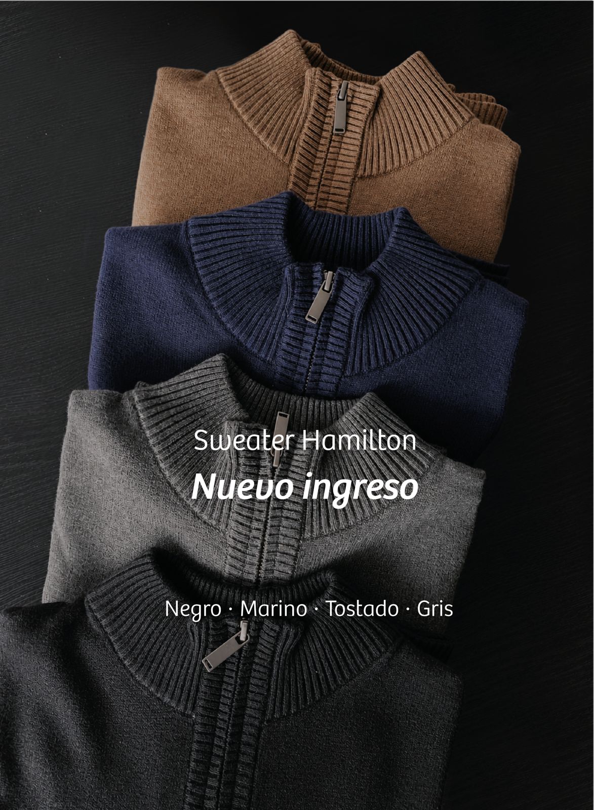 Sweater Hamilton Tostado · Cuello medio cierre
