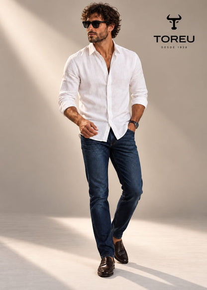 Camisa de Lino de algodon  Blanca