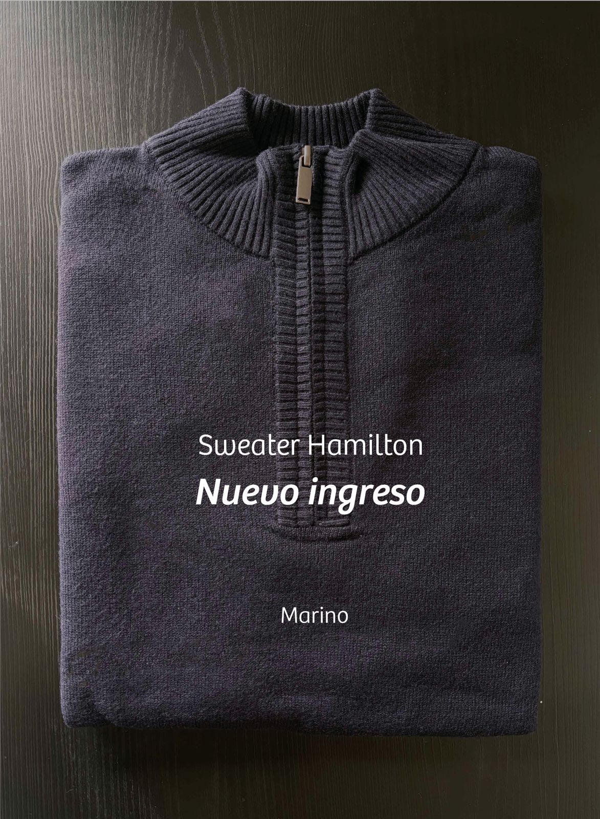 Sweater Hamilton Marino · Cuello medio cierre