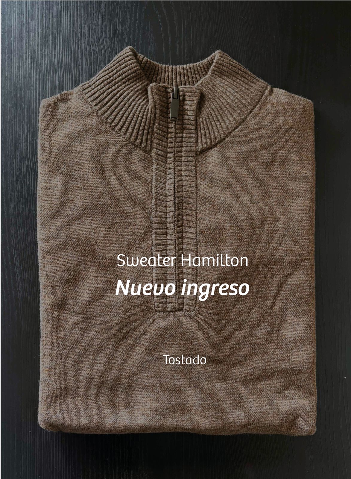 Sweater Hamilton Tostado · Cuello medio cierre