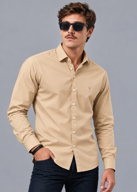 Camisa Cliff Tostado Regular Fit de Algodón