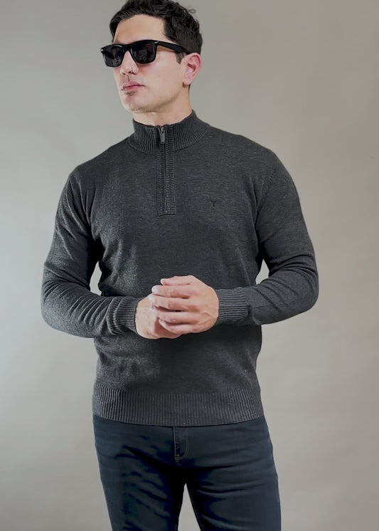 Sweater Hamilton Gris· Cuello medio cierre