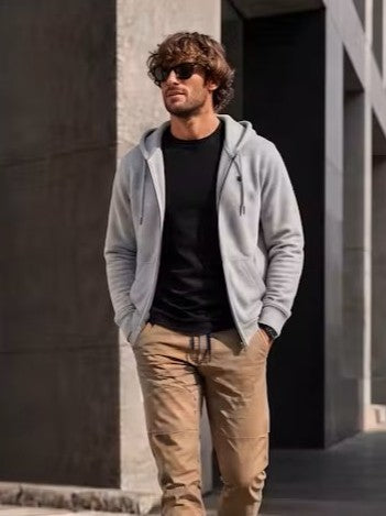 Campera con Capucha Mason Gris Rústico Slim Fit